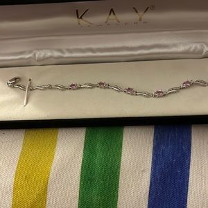 10K White Gold Bracelet with Pink Sapphires